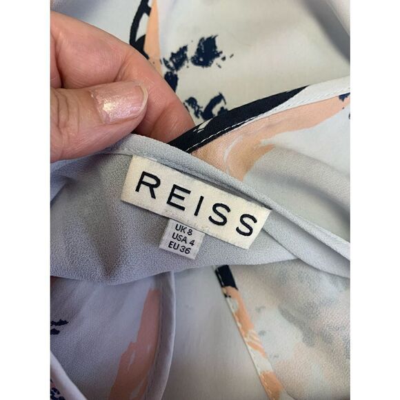 Reiss Gray Floral Asymmetrical Dress Size 4 - Picture 9 of 11